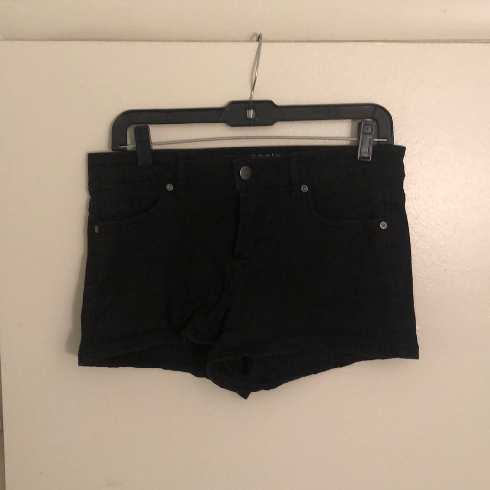 Black denim short shorts